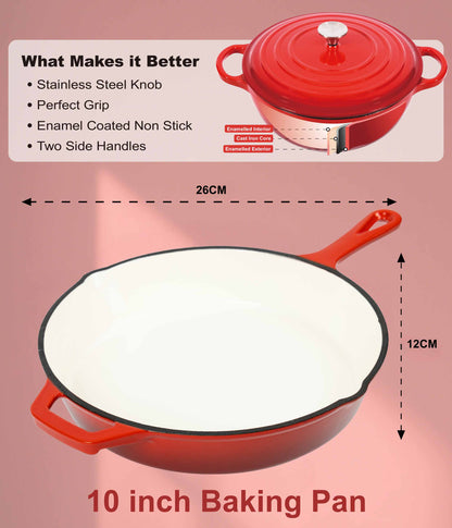 Elvira 25cm Enamel Coated Cast Iron Pan Dimensions