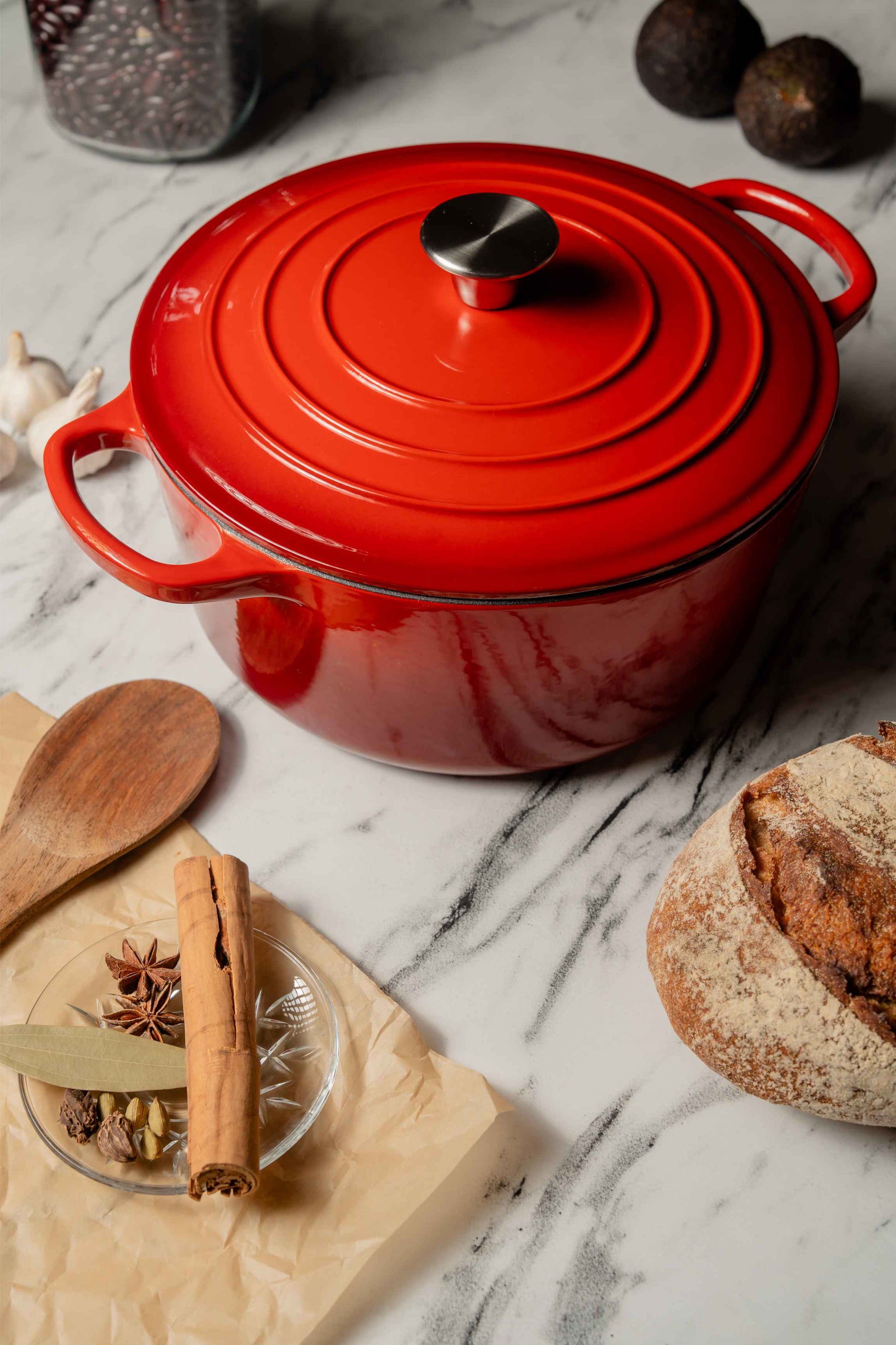 Elvira 4L Enamel Coated Cast Iron Pot placed on table